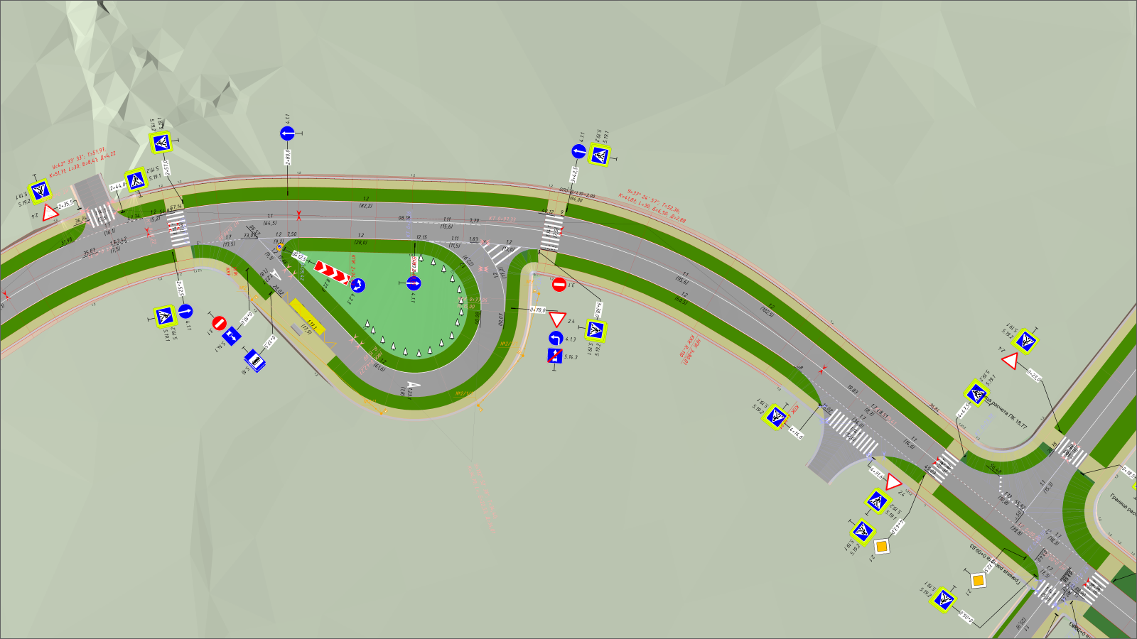 Фрагмент плана: увязка тротуаров и&nbsp;расстановка обустройства